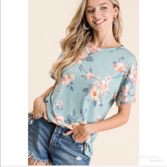 Tops - 😊🌸LAST 1! Super Soft Mint Floral Top!